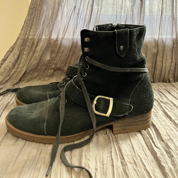 Suede Lace-up Boots with Buckle - Picture 7 of 7